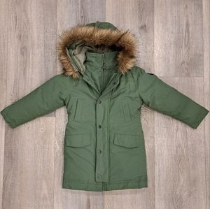 Appaman Green Kids Parka with Faux Fur Trim